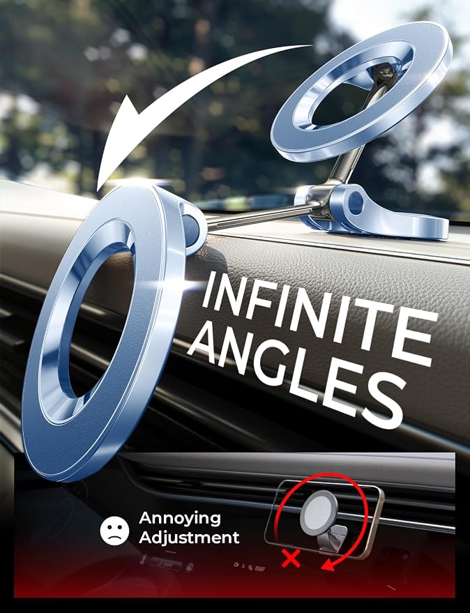 for iPhone MagSafe Car Mount [24 Strong Magnets] 360 Degrees Ultra Magnetic Phone Holder for Car Dashboard, Universal Car Phone Mount Magsafe Accessories for iPhone17 Pro Max Air 16 15 14, Blue