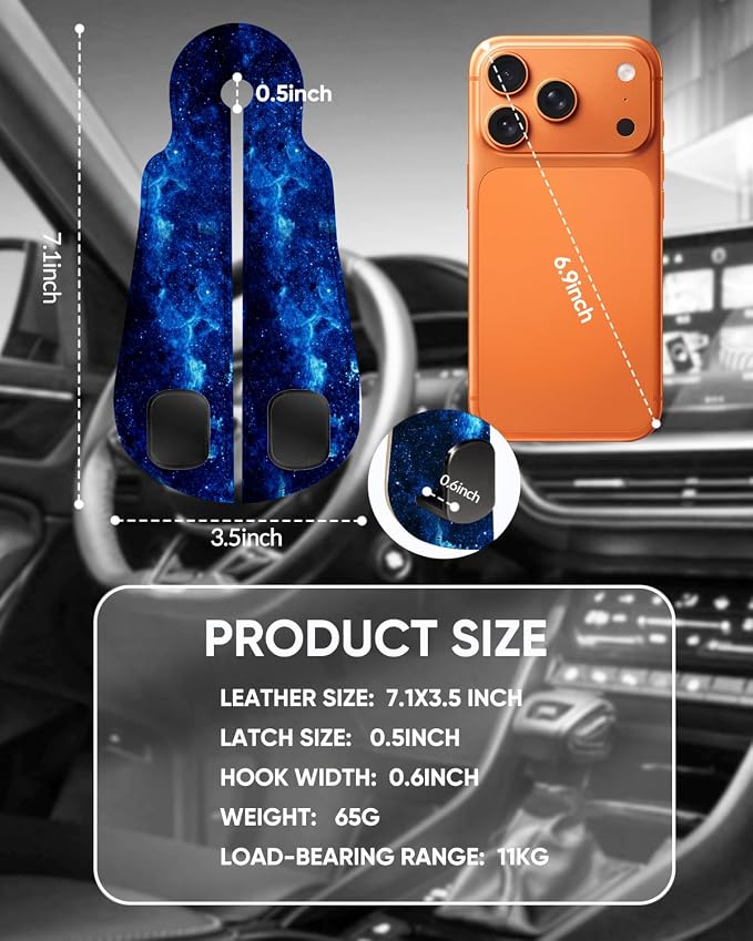 Purse Holder for Car, 2 Pack Heavy Duty Purse Hanger for Car, PU Leather Car Seat Hooks for Purses and Bags, Cute Starry Sky Headrest Organizer for Handbags & Backpacks