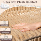 Dog Car Seat Cover for Front Seat, Soft Plush Waterproof Pet Protector with Non-Slip Bottom, Full Coverage with Side Flaps, Against Hair, Dirt and Scratches for SUVs and Trucks (Tan, Front)