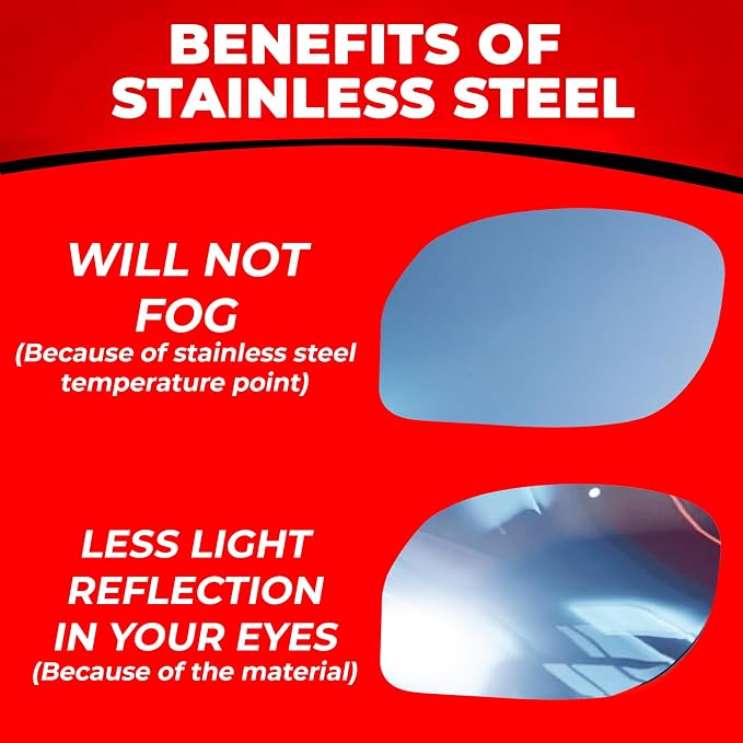 Blind Spot Mirror Fits All Car Side Mirrors - Patented Stainless Steel Mirrors with Bigger Viewing Image - Less Fogging - Less Sun Reflection by Car Accessories