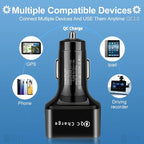 Car Charger Adapter, 6 USB Multi Port, Fast Charger, Include QC 3.0 and 5 Other Ports, Car Interior Accessories, Fit for iPhone 17/16/15/14/13Pro Max, Samsung, Android (Bright Black)
