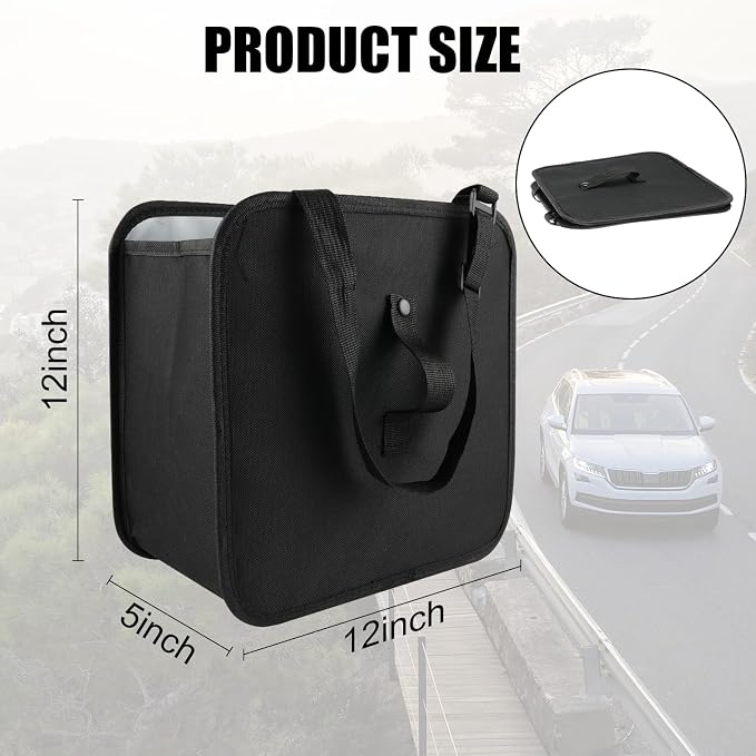 Foldable Car Trash Can, Collapsible Garbage Bag for Car, Hanging Waterproof Leakproof Trash Can Storage Bag, Automotive Interior Accessories, Multifunctional Car Storage Bag (3 Gallon)