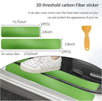 4 PCS Car Door Sill Protector, 3D Carbon Fiber Auto Door Entry Edge Guard Protection Trim, Anti-Scratch Threshold Cover Strips, Sill Protection Sticker for Car SUV Truck (Green)