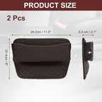 2pcs Car Seat Gap Filler Organizer 11.5 x 8 x 2.1 Inch Leather Universal Car Organizer Storage Box Between Seat and Console for Phone Sunglasses Keys, Coffee