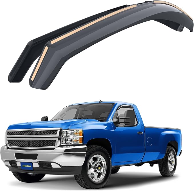 Goodyear Shatterproof in-Channel Window Deflectors for Chevrolet (Chevy) Silverado 2500 2007-2014 Regular Cab, Rain Guards, Window Visors for Cars, Vent Deflector, Car Accessories, 2 pcs - GY007715