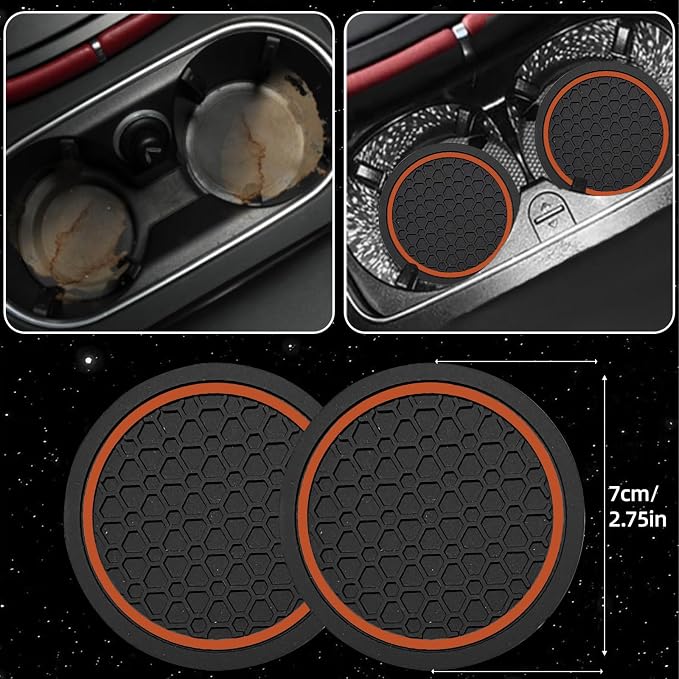 10 Pcs Car Floor Mats Full Set & Sport Leather Steering Wheel Cover 14.5-15 inch, Center Console Cover, Seat Belt Cushion, Cup Holder Coaster, Universal Automobile Interior Sets (Brown)