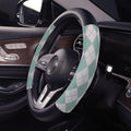Lattice Car Steering Wheel Cover Microfiber Leather Non-Slip Comfort Universal 15 inch Checkered Plaid Wheel Protector for Truck, SUV, Cars (Green)