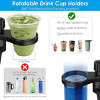 4-in-1 Car Cup Holder Expander, Universal Tray with Phone Mount for Truck | Compatible with 2.6"-3.94" cup holders. Large food tray fits snacks, drinks & devices.