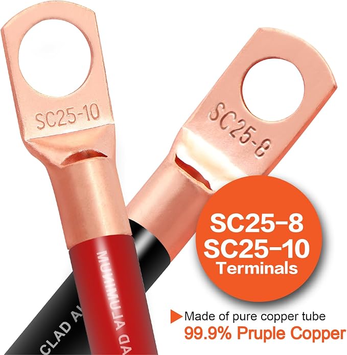 4 Gauge Wire(25ft Each - Red/Black) Copper Clad Aluminum CCA Automotive Wire with 50ft 1/2" Cable Sleeve - Ideal for Car Audio, Solar, Auto, RV, Marine Power & Ground Cables