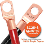4 Gauge Wire(25ft Each - Red/Black) Copper Clad Aluminum CCA Automotive Wire with 50ft 1/2" Cable Sleeve - Ideal for Car Audio, Solar, Auto, RV, Marine Power & Ground Cables
