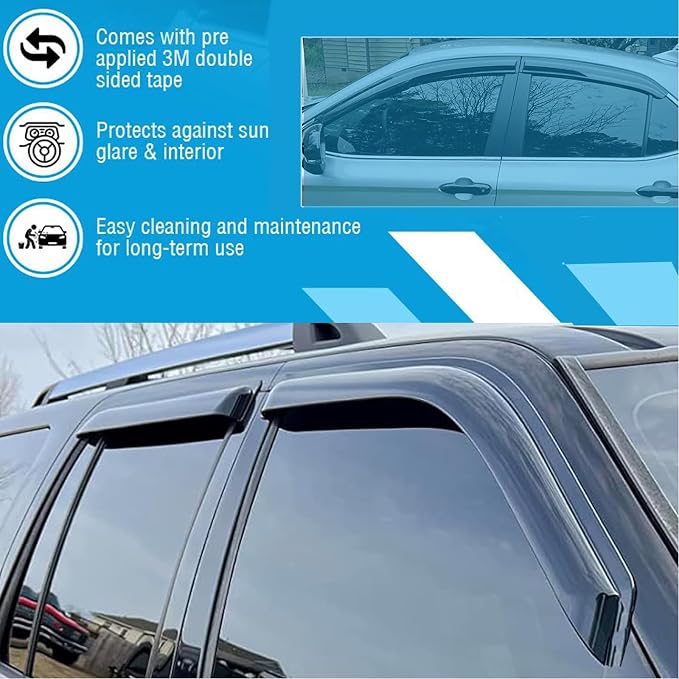 Window Deflectors Vent Visors Rain Guards for Chevrolet Tahoe/GMC Yukon/Cadillac Escalade 2015-2020,Side Sun Shade Vent Guard Visor,94531 4-Pieces Set