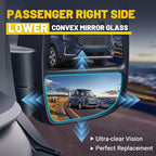 Passenger Lower Side Mirror Glass Compatible with 2015-2025 Ford Transit 150 250 350 2023-2025 E-Transit Replace BK3Z17K707B BK3Z17K707A Wide-Angle Non-Heated
