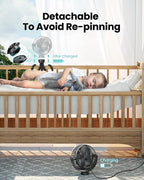 Mini Portable Stroller Fan, Battery Operated Small Clip on, Detachable 3 Speed Rechargeable, 360° Rotate Flexible Tripod Better Cooling for Car Seat Crib Treadmill Travel Black