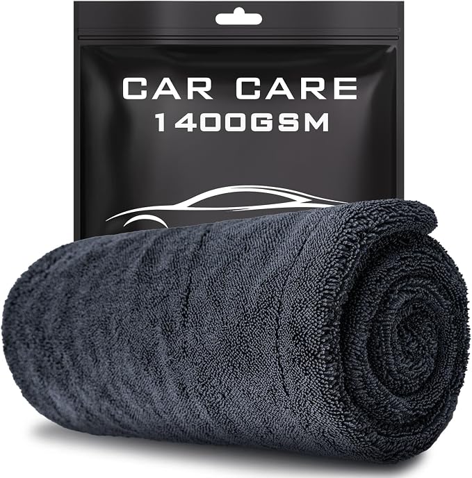 24"x36" Twisted Loop Car Drying Towel, 1400GSM, Streak Free, Lint Free, Reusable, Double Sided Super Absorbent, Car Accessories, Microfiber Cleaning Cloth for Car, Truck, SUV