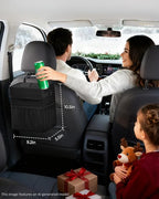 Corduroy Car Trash Can with Lid and Mesh Pockets - Leakproof Organizer,Multipurpose Waterproof Garbage Can/Trash Bin for Car(Black-2 Gallons)