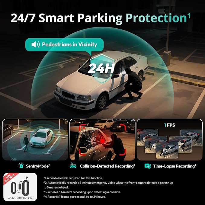 4K 3 Channel Dash Cam Front and Rear/Inside, 360°Dash Camera with 3.18" Touch Screen, Night Vision Dashcam, Voice Control, 24/7 Parking Mode Car Camera, Free 128GB Card 5.8GHz WiFi & GPS
