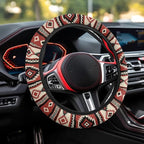 Car Steering Wheel Cover Universal Fit SUV Truck Van, Anti-Skid Soft Stretchy All Weather Protection Auto Decor Accessories, Southwest Aztec Red Beige