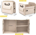 Car Trunk Organizer, Car Organizers and Storage Collapsible Multi Compartment Container Box, Adjustable Car Accessories for SUV Sedan Truck, Large Size, Beige