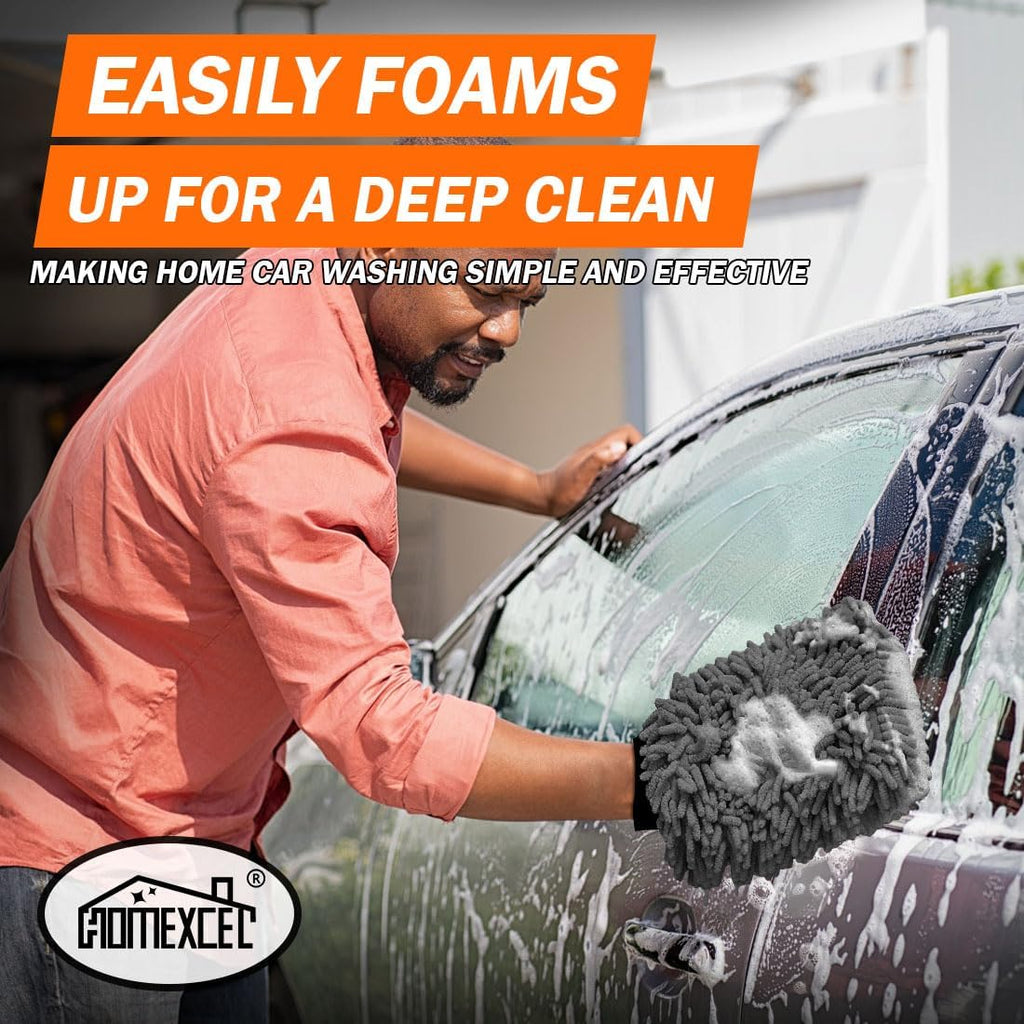 Chenille Car Wash Mitt (2-Pack) — Scratch-Free Microfiber Gloves