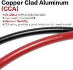 0 Gauge Wire 40FT (20Ft Black+20Ft Red) Copper Clad Aluminum(CCA),0 Gauge Battery Cable Wire,20pcs Lugs Terminal Connectors,20PCS Heat Shrink Tubing for Primary Wiring,Winch Wiring,Inverter Cables