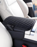 [Upgraded] Car Center Console Cover with 2 Storage Bags - Premium Nappa Leather Armrest Cover, Scratch & Wear Resistant, Waterproof Car Interior Accessories (Black)