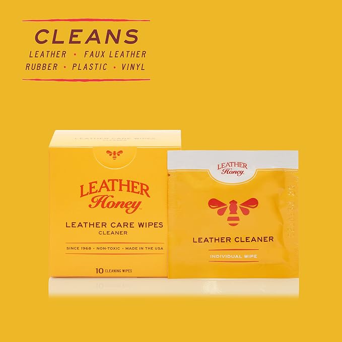 Cleaner Wipes: Clean Leather On-The-Go. 10 Cleaning Wipes for Leather, Faux & Vinyl: Any Color of Couches, Car Seats, Purses, Shoes & Bags. Made in the USA, Non-toxic & Ready-to-Use