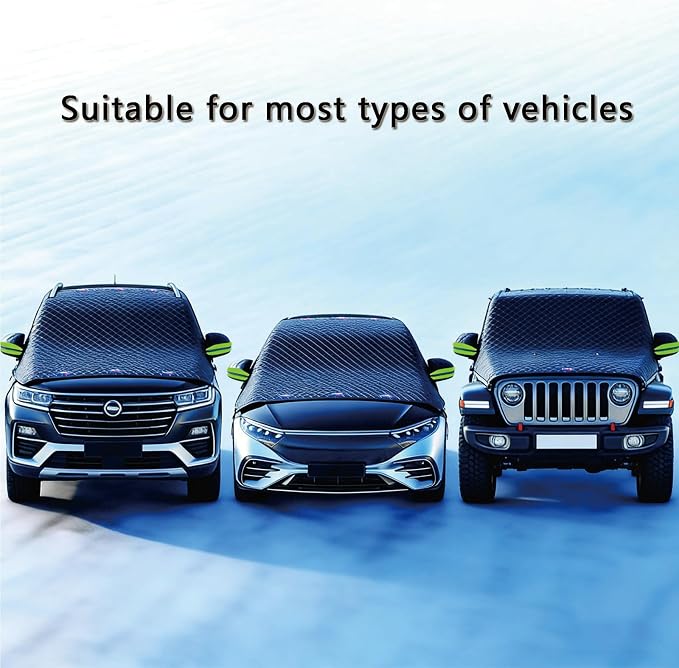 2 Pcs - Windshield Cover for Ice and Snow - 600D Windshield Snow Cover with Side Mirror Cover Heavy Duty, Snow Cover for Car Windshield for Most Cars,Sedan,SUV