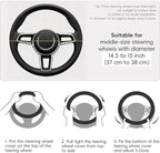 Nappa Leather Steering Wheel Cover, Universal 14.5–15 Inch Non-Slip Breathable Steering Wheel Cover for Car Interior Accessories, Black