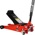 Floor Jack 2.5 Ton Low Profile Capacity Fast Lift Service Jack Steel Heavy Duty Hydraulic Car Jack with Dual Pistons Quick Lift Pump for Sport Utility Vehicle, Lifting Range 3.5"-19.5",Red