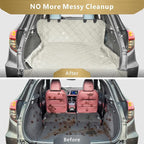 SUV Cargo Liner for Dogs, Water Resistant Pet Cargo Cover Dog Seat Cover Mat for SUVs Sedans Vans with Bumper Flap Protector, Non-Slip, Large Size Universal Fit, Beige