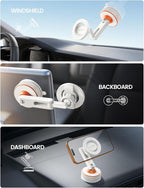 for Magsafe Car Mount - [Ultra Nano Gel & 70+LBS Vacuum Suction] 360° Magnetic Phone Holder for Car Suction Cup Phone Mount Dashboard Windshield Car Mount for iPhone 17 16 15 14 Pro Max White
