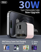 Retractable Car Charger Adapter for iPhone 17,4 in 1 Fast Charging Car Phone Charger,69W USB C Car Truck Accessories,Road Trip Essentials Gift for Men Women for iPhone 17 Pro Max/16/15/14/13/12,Galaxy