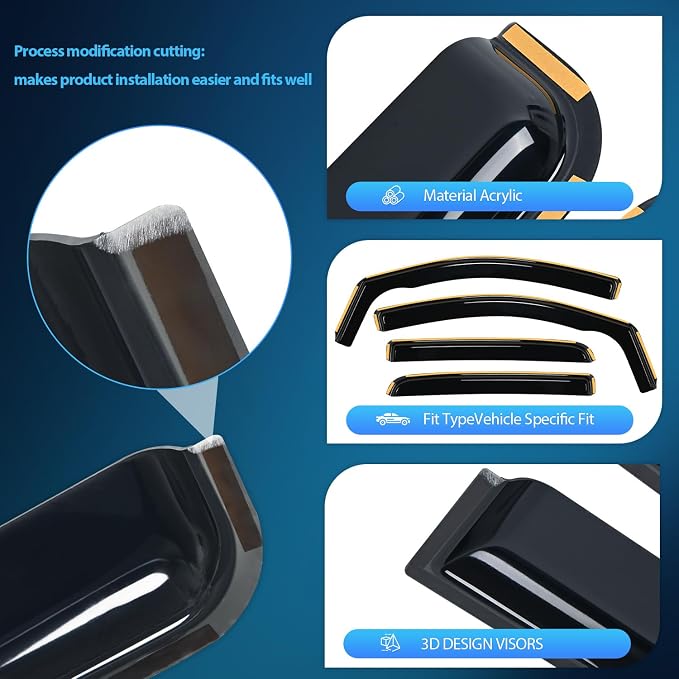 in Channel Window Deflectors for Chevy Colorado Crew Cab/GMC Canyon Crew Cab 2015 2016 2017 2018 2019 2020 2021 2022 Rain Guards,Vent Window Visors-4pcs