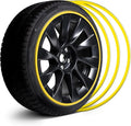 Automotive Alloy Wheel Rim Protector - Covering The Entire Rim of The Wheel hub - Strips for Curb Rash Prevention - Set of 4 Rim Protector Easy to Install(22'',Yellow)