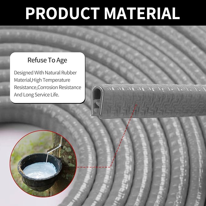 Car Door Edge Guards, 16Ft Rubber Seal Car Door Edge Trim, U Shape Door Edge Protector Guard, Aluminum Weather Proofing Automotive Door Edge Molding Protection for Most Car (Gray, 16Ft)