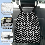 Car Trash Bag Hanging Back of Seat Waterproof Small Cute Printed One-Handed Strap Drawstring Garbage Bags for Car-Black White