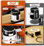 Upgraded Large Desk Cup Holder Clamp, Anti-Spill Cup Holder for Table, Durable 5 Adjustable Directions, Metal Office & PC Gaming Desk Accessories, Enough to Hold Coffee Cups, Water Bottles, White
