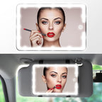 2PCS LED Mirror for Car Sun Visor Accessories,Mid-Size Car Visor Mirrors with 3-Color Dimmable Lights,Lighted Rear View Mirror for Universal Vehicle (White)