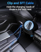 105W 6-Port Multiport Car Charger, PD Fast USB C Car Charger for Multiple Devices,Cigarette Lighter Adapter Car Travel Essentials for Road Trips with 5FT Cable,Car Accessories for iPhone 17/16