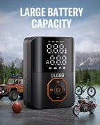 Portable 160PSI Cordless Tire Pump with Digital Gauge, Auto Stop & LED | Cordless Portable Tire Inflator 160PSI for Car Motorcycle Bike Ball