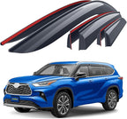 Goodyear Shatterproof Window Deflectors for Toyota Highlander 2020-2026, Tape-on Rain Guards, Window Visors, Vent Deflector Visor, Car Accessories, 6 pcs. - GY008881