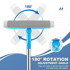 Window Squeegee, 2 in 1 Window Cleaner Tool with 57-in Extension Pole and Sponge Professional Squeegee for Window Cleaning Car Windshield Glass Shower, Blue