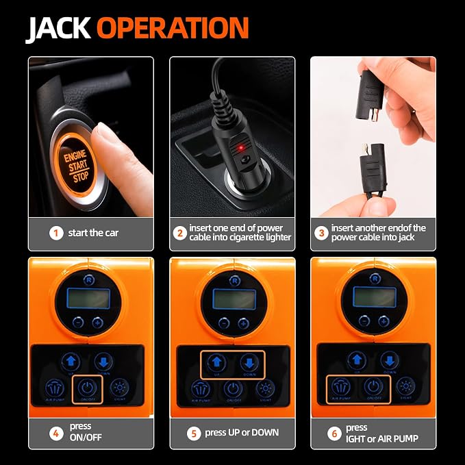 Car Jack Electric Hydraulic Jack 5Ton 155-450mm LCD Display 3in1 Lift Inflator LED Light 12V Portable Outdoor Home Emergency Tire Change Roadside Rescue Tool for Sedan SUV Truck