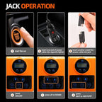 Car Jack Electric Hydraulic Jack 5Ton 155-450mm LCD Display 3in1 Lift Inflator LED Light 12V Portable Outdoor Home Emergency Tire Change Roadside Rescue Tool for Sedan SUV Truck