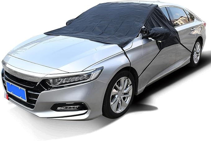 Car Windshield Cover - 6-Strap Oxford Fabric Protector, Waterproof Reflective Strips, Universal Fit for Car SUV Truck (200"x78")