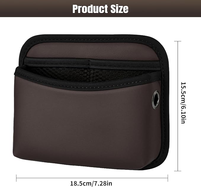 Car Seat Side Storage Pocket, Small Organizer,PU Leather Multifunctional Console Side Organizer Bag for Phone, keys, sunglass,wallet,ect (Brown)
