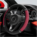 Bling Car Steering Wheel Cover, 15 Inch Sparkly Rhinestone Soft Leather Steering Wheel Protector, Non-Slip Universal Auto Elastic Steering Wheel Covers for Women Girls (Wine Red)