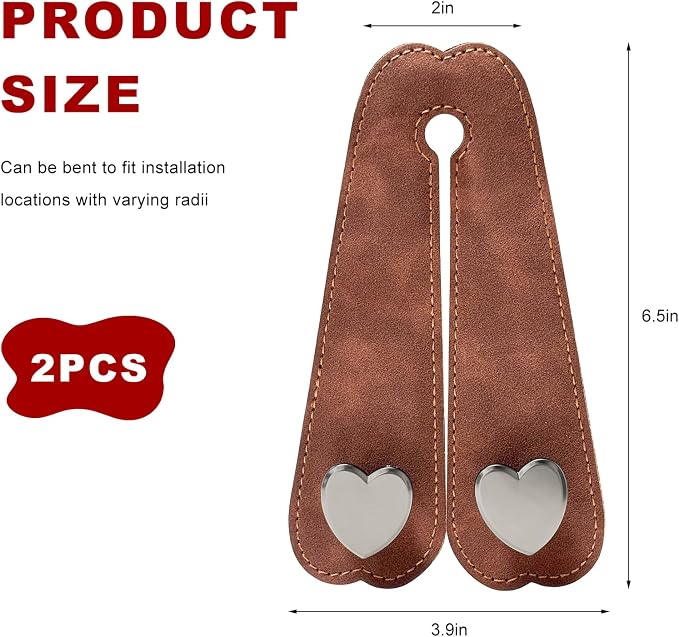 2 PCS Car Seat Headrest Hook, Suede Heart Shape Auto Double Seat Back Purse Storage Hook, Cute Backseat Organizer Universal Bag Holder Most Vehicles, Car Accessories (Brown)