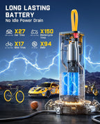 Fanttik X9 APEX Portable Air Compressor for Car Tires, 35s Fast Inflation, 150PSI Cordless Tire Inflator with Light and Power Bank, Handed Inflator for SUV, Sedan, Motorcycle, Bike, Ball, Black