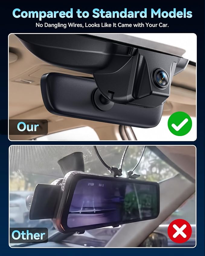 4K STARVIS 2 Dash Cam for Toyota Camry LE SE XLE XSE Nightshade,OEM-Style Hidden Front and Rear Camera, WiFi App, Loop Recording, G-Sensor, Parking Hardwire Kit Included, 64GB